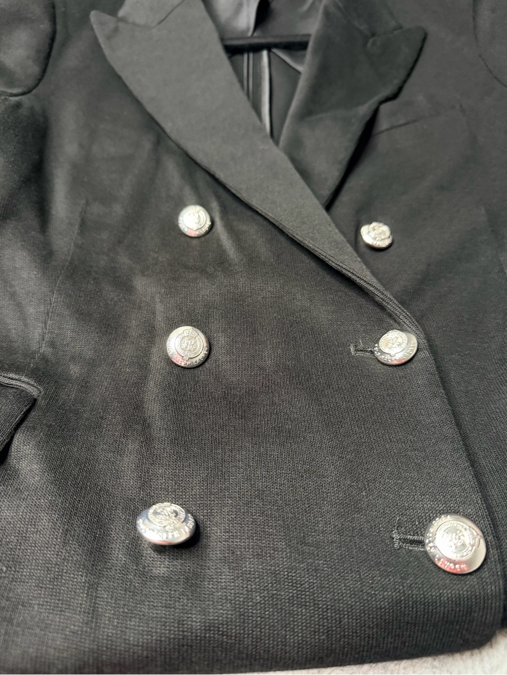 Polo Ralph Lauren Knit Double Breasted Blazer Jacket Black Silver Crest Size 16 - Picture 7 of 12